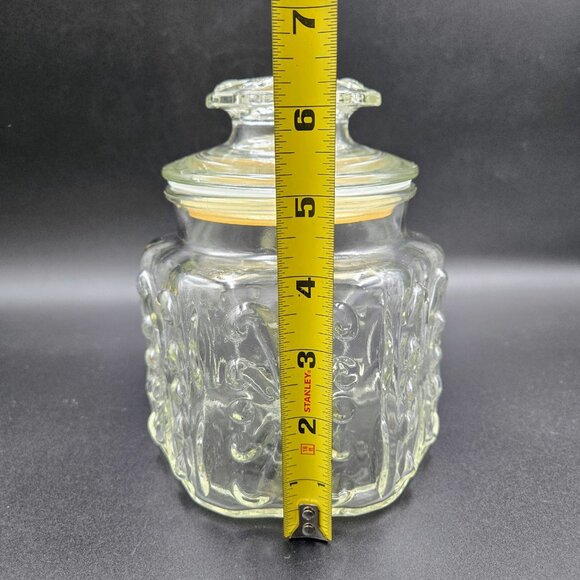 Vintage LE Smith Clear Glass Canister Atterbury Scroll Candy Cookie Jar Read - Picture 2 of 14